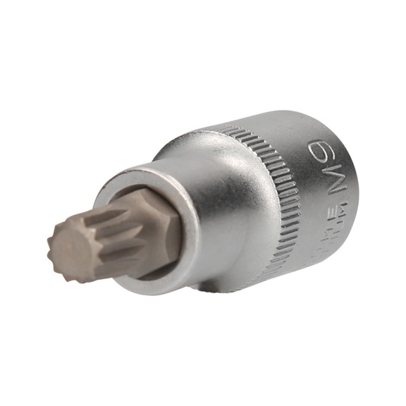 KS TOOLS 1/2 inch multi-tooth socket, 55 mm long, M9 - 1/2 inch multi-tooth bit socket