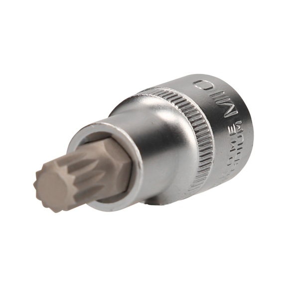 KS TOOLS 1/2 inch multi-tooth socket, 55 mm long, M10 - 1/2 inch multi-tooth bit socket