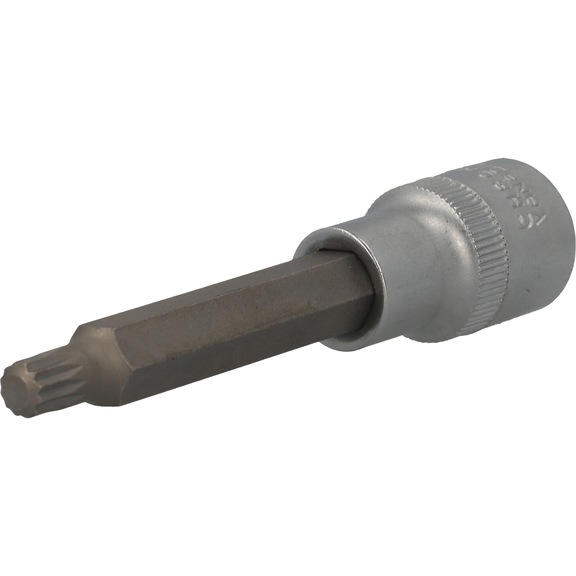 KS TOOLS 1/2 inch multi-tooth socket, 100 mm long, M8 - 1/2 inch multi-tooth bit socket