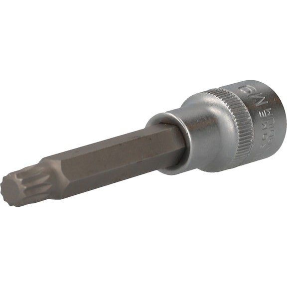 1/2 inch multi-tooth socket, 100 mm long, M9 - 1/2 inch multi-tooth bit socket