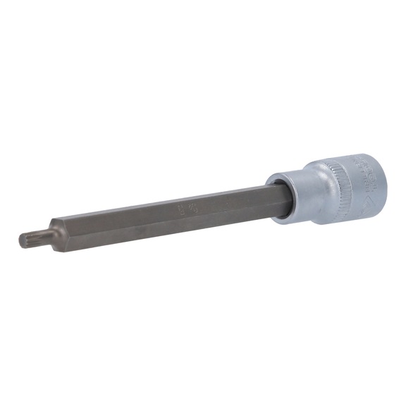 1/2 inch multi-tooth socket, 140 mm long, M5 - 1/2 inch multi-tooth bit socket