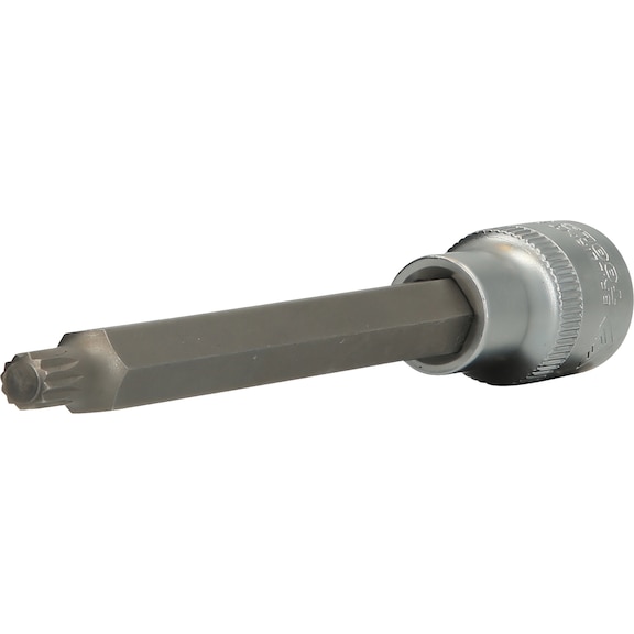 1/2 inch multi-tooth socket, 140 mm long, M8 - 1/2 inch multi-tooth bit socket