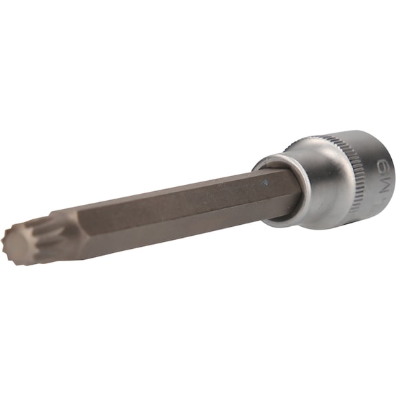 KS TOOLS 1/2 inch multi-tooth socket, 140 mm long, M9 - 1/2 inch multi-tooth bit socket