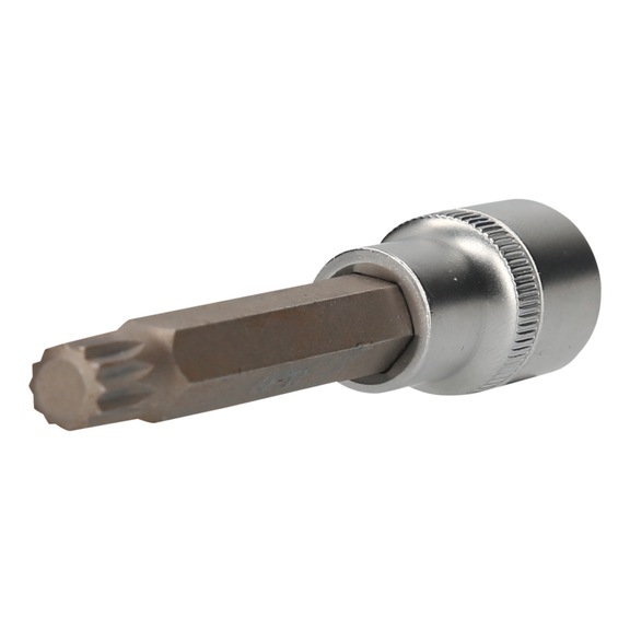 KS TOOLS 1/2 inch multi-tooth socket, 140 mm long, M10 - 1/2 inch multi-tooth bit socket