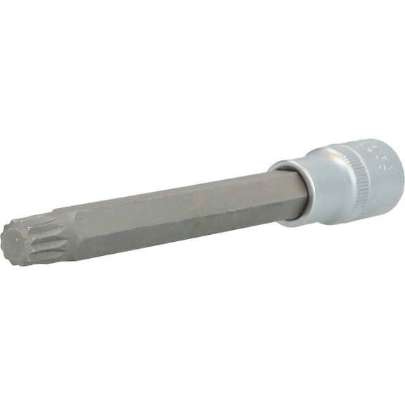1/2 inch multi-tooth socket, 140 mm long, M12 - 1/2 inch multi-tooth bit socket