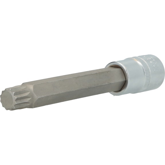 1/2 inch multi-tooth socket, 140 mm long, M14 - 1/2 inch multi-tooth bit socket
