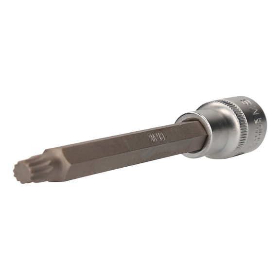 1/2 inch multi-tooth socket, 200 mm long, M8 - 1/2 inch multi-tooth bit socket
