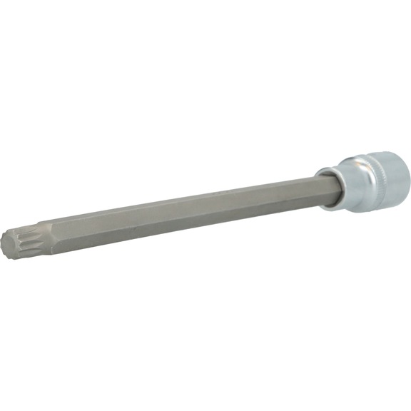 1/2 inch multi-tooth socket, 200 mm long, M10 - 1/2 inch multi-tooth bit socket