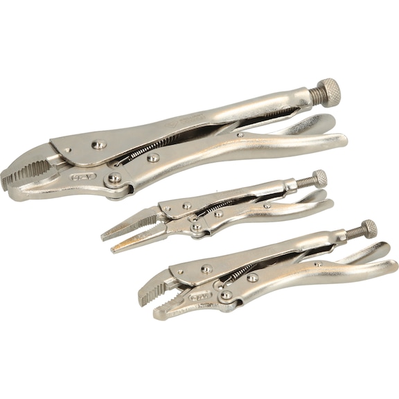 Lock-on pliers / grip pliers set, 3-piece - Pliers set