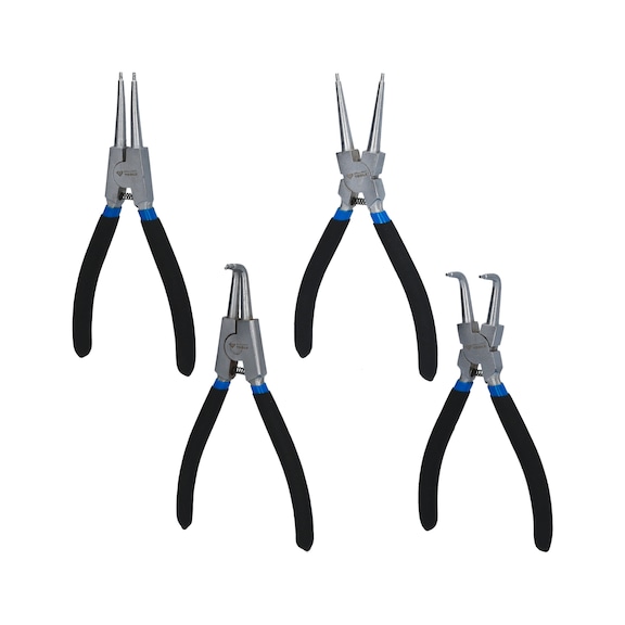 Circlip pliers set, 4-piece, 175 mm - Pliers set