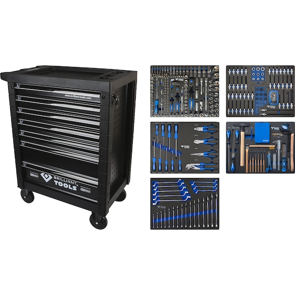 Workshop trolley with 7 drawers and 347 tools - BRILLIANT TOOLS Tool trolley