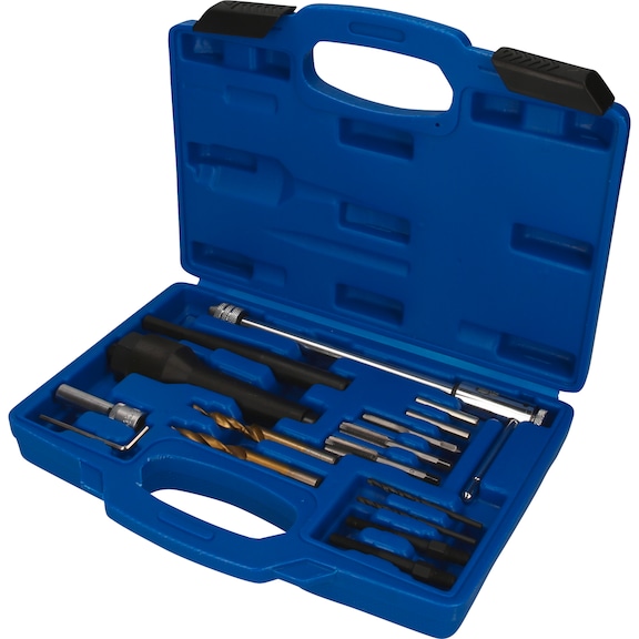 KS TOOLS Glow plug removal and thread repair kit, 16 pieces - Extraction tool (standard parts, toolmaking)