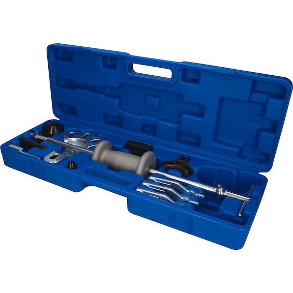 Wheel hub puller with slide hammer, forged, 14-piece - Sliding hammer set