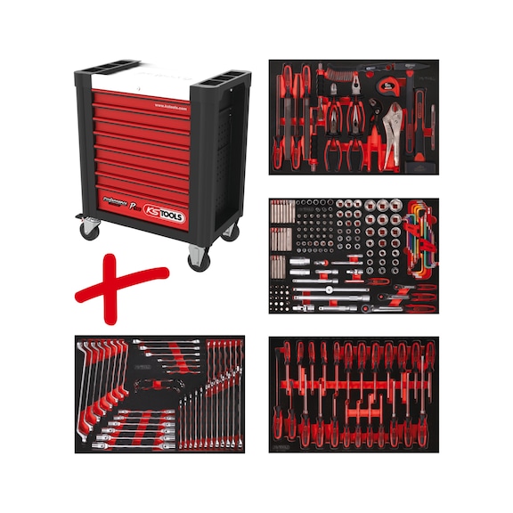 Performanceplus workshop trolley set P10 with 241 tools for 4 drawers - PERFORMANCEplus workshop trolley