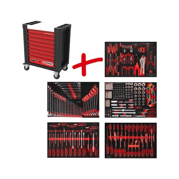 Performanceplus workshop trolley set P10 with 262 tools for 5 drawers - PERFORMANCEplus workshop trolley
