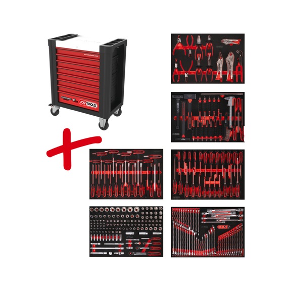 Performanceplus workshop trolley set P10 with 271 tools for 6 drawers - PERFORMANCEplus workshop trolley