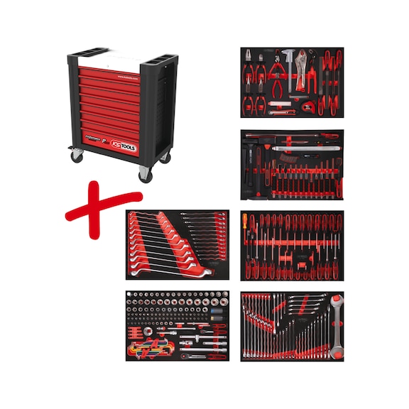 Performanceplus workshop trolley set P10 with 284 tools for 6 drawers - PERFORMANCEplus workshop trolley
