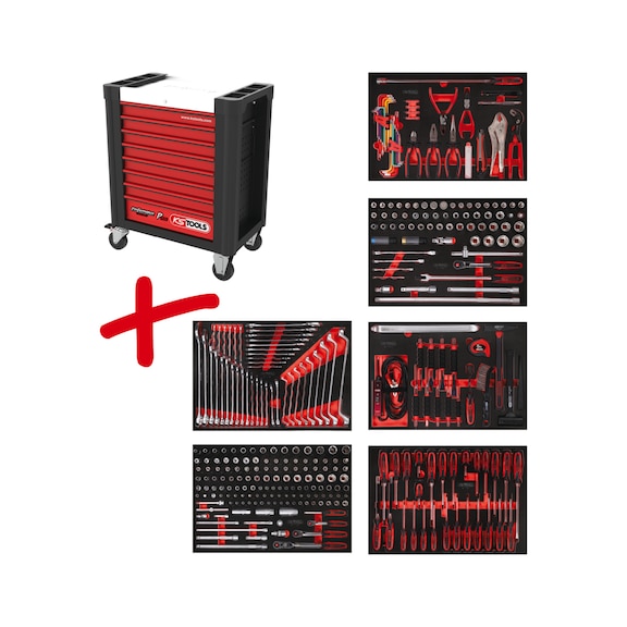 Performanceplus workshop trolley set P10 with 338 tools for 6 drawers - PERFORMANCEplus workshop trolley