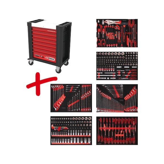 Performanceplus workshop trolley set P10 with 366 tools for 6 drawers - PERFORMANCEplus workshop trolley