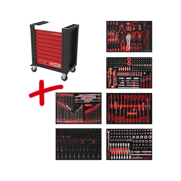 Performanceplus workshop trolley set P10 with 423 tools for 6 drawers - PERFORMANCEplus workshop trolley