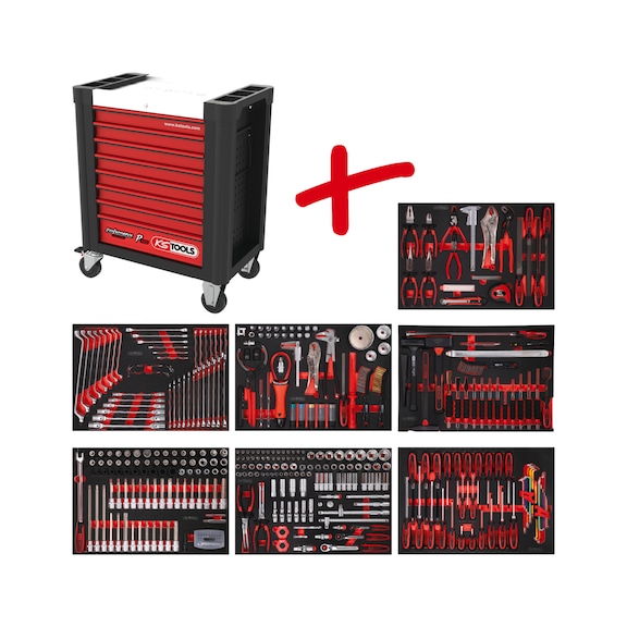Performanceplus workshop trolley set P10 with 397 tools for 7 drawers - PERFORMANCEplus workshop trolley