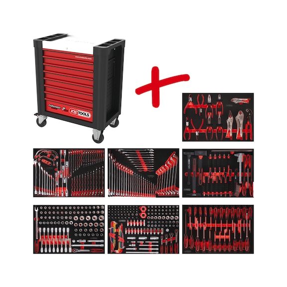 Performanceplus workshop trolley set P10 with 399 tools for 7 drawers - PERFORMANCEplus workshop trolley