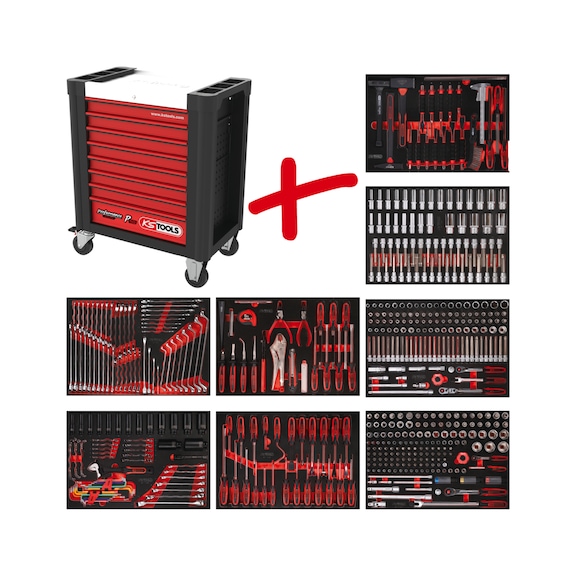 Performanceplus workshop trolley set P10 with 536 tools for 8 drawers - PERFORMANCEplus workshop trolley