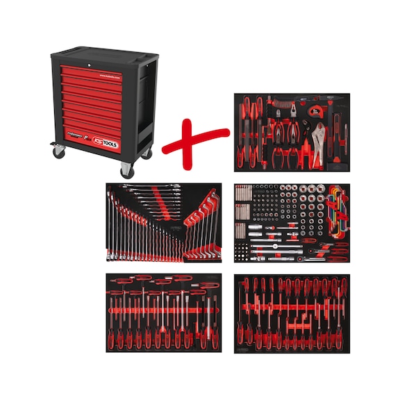 Performanceplus workshop trolley set P15 with 262 tools for 5 drawers - PERFORMANCEplus workshop trolley