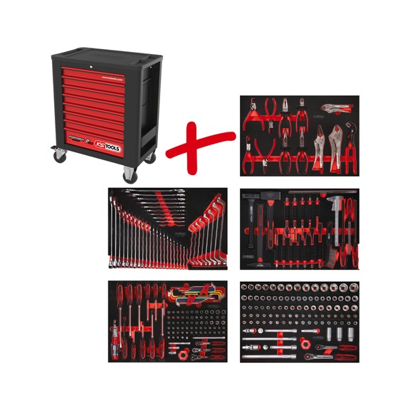 Performanceplus workshop trolley set P15 with 279 tools for 5 drawers - PERFORMANCEplus workshop trolley