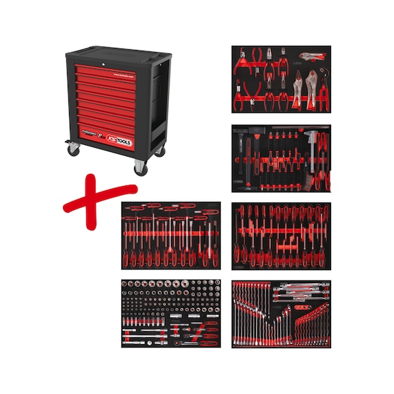 Performanceplus workshop trolley set P15 with 271 tools for 6 drawers - PERFORMANCEplus workshop trolley