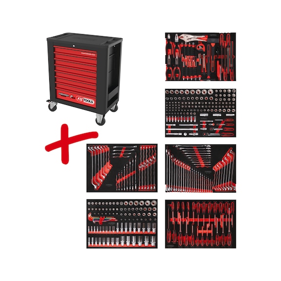 Performanceplus workshop trolley set P15 with 366 tools for 6 drawers - PERFORMANCEplus workshop trolley