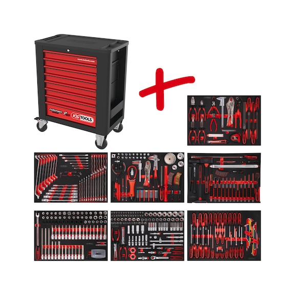 Performanceplus workshop trolley set P15 with 397 tools for 7 drawers - PERFORMANCEplus workshop trolley