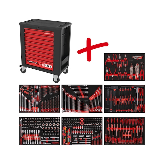Performanceplus workshop trolley set P15 with 399 tools for 7 drawers - PERFORMANCEplus workshop trolley