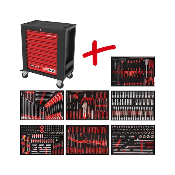 Performanceplus workshop trolley set P15 with 403 tools for 7 drawers - PERFORMANCEplus workshop trolley
