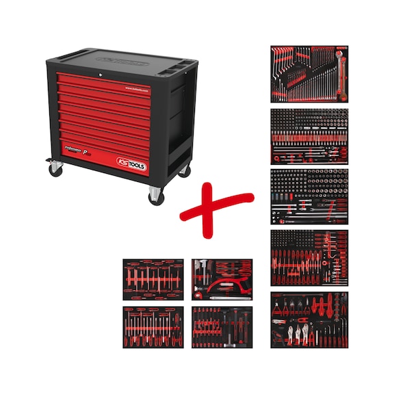 Performanceplus workshop trolley set P20 with 706 tools for 7 drawers - PERFORMANCEplus workshop trolley