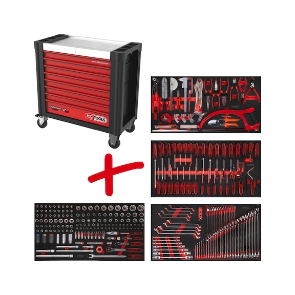Performanceplus workshop trolley set P25 with 285 tools for 4 drawers - PERFORMANCEplus workshop trolley