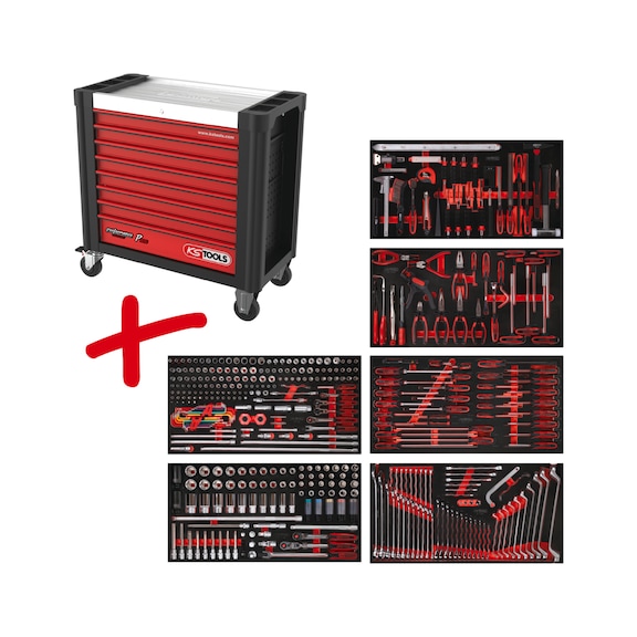 Performanceplus workshop trolley set P25 with 416 tools for 6 drawers - PERFORMANCEplus workshop trolley