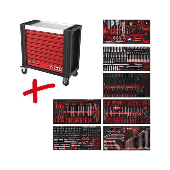 Performanceplus workshop trolley set P25 with 510 tools for 7 drawers - PERFORMANCEplus workshop trolley