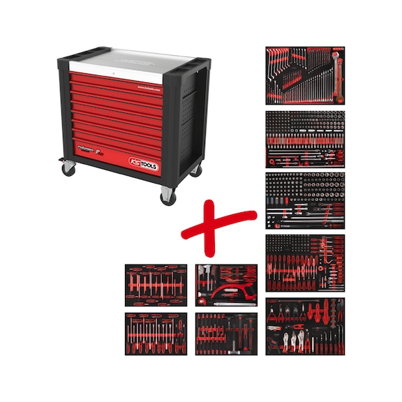 Performanceplus workshop trolley set P30 with 706 tools for 7 drawers - PERFORMANCEplus workshop trolley
