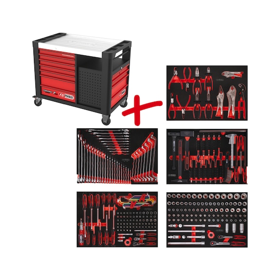 Performanceplus workshop trolley set P35 with 279 tools for 5 drawers - PERFORMANCEplus workshop trolley