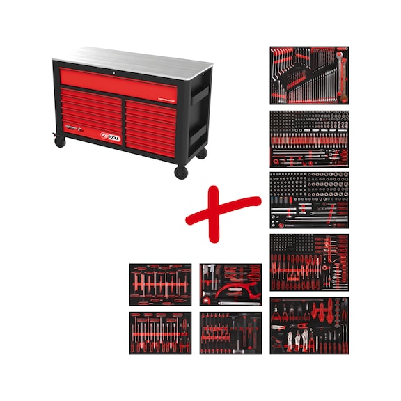 Performanceplus workshop trolley set P45 with 706 tools for 7 drawers - PERFORMANCEplus workshop trolley