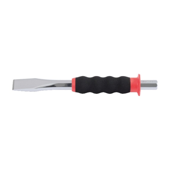 Flat chisel with hand guard, octagonal, 20 mm - Flat chisel with hand guard handle, octagonal