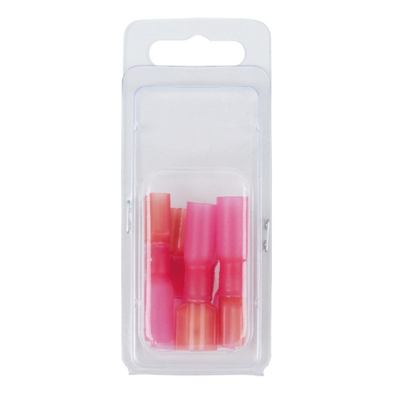 KS TOOLS Assortment of insulated crimp connectors, red, AWG22-16, 6-piece plug - Crimp connectors