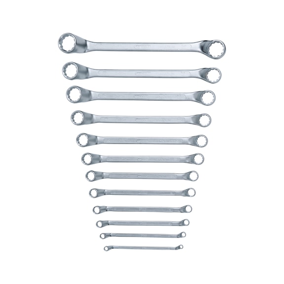 Double ring spanner set, 12-piece, offset, 6-32 mm - Double ring spanner set
