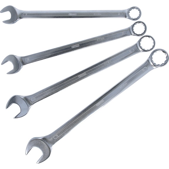 Combination wrench set, extra long, 4-piece 34-46 mm - Combination spanner set