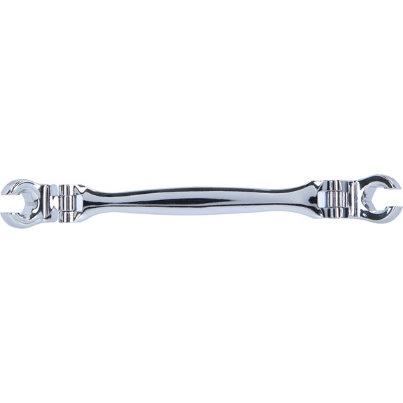 Open double ring spanner, with double joint, 10x11 mm - Open double ring spanner