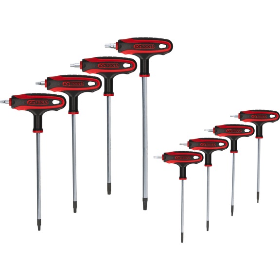 T-handle TX angle pin wrench set, 8-piece, bore - T-handle TX angle pin wrench, bore