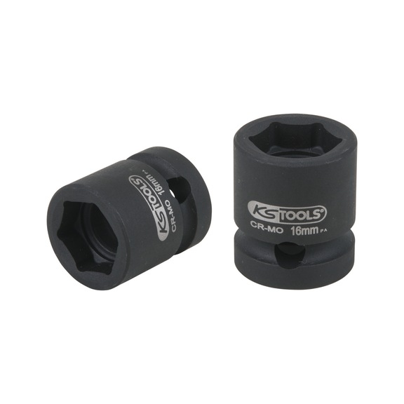1/2 inch hex power socket, extra short, 16.0 mm - 1/2 inch hex power socket