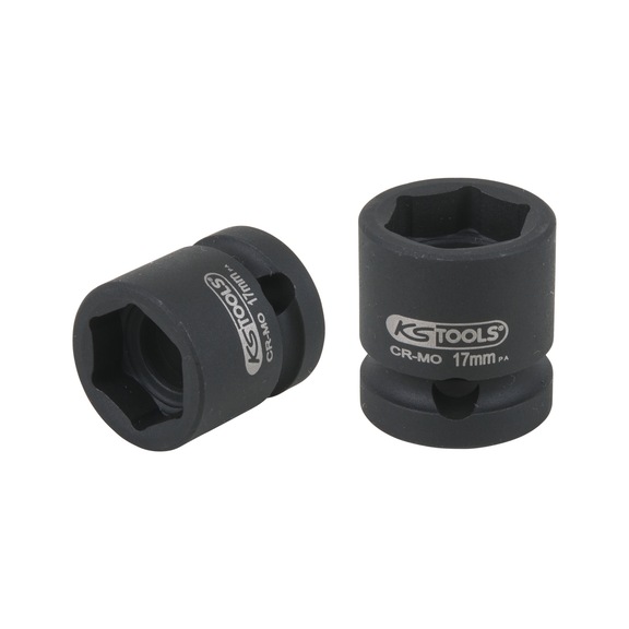 1/2 inch hex power socket, extra short, 17.0 mm - 1/2 inch hex power socket