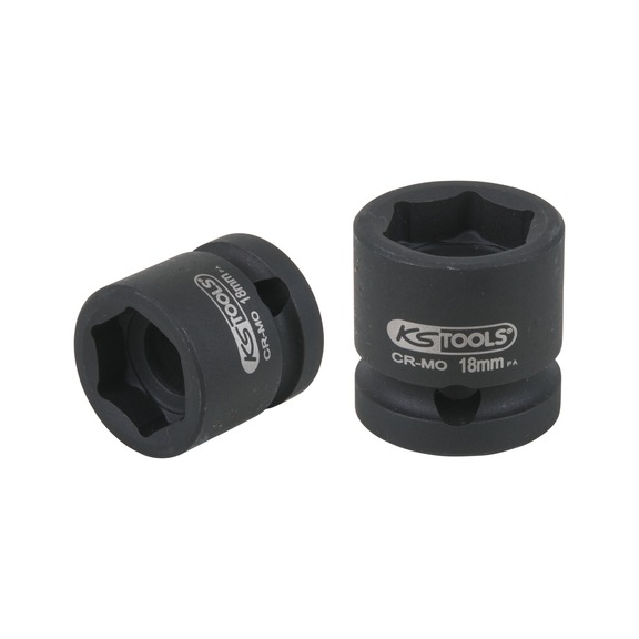 1/2 inch hex power socket, extra short, 18.0 mm - 1/2 inch hex power socket